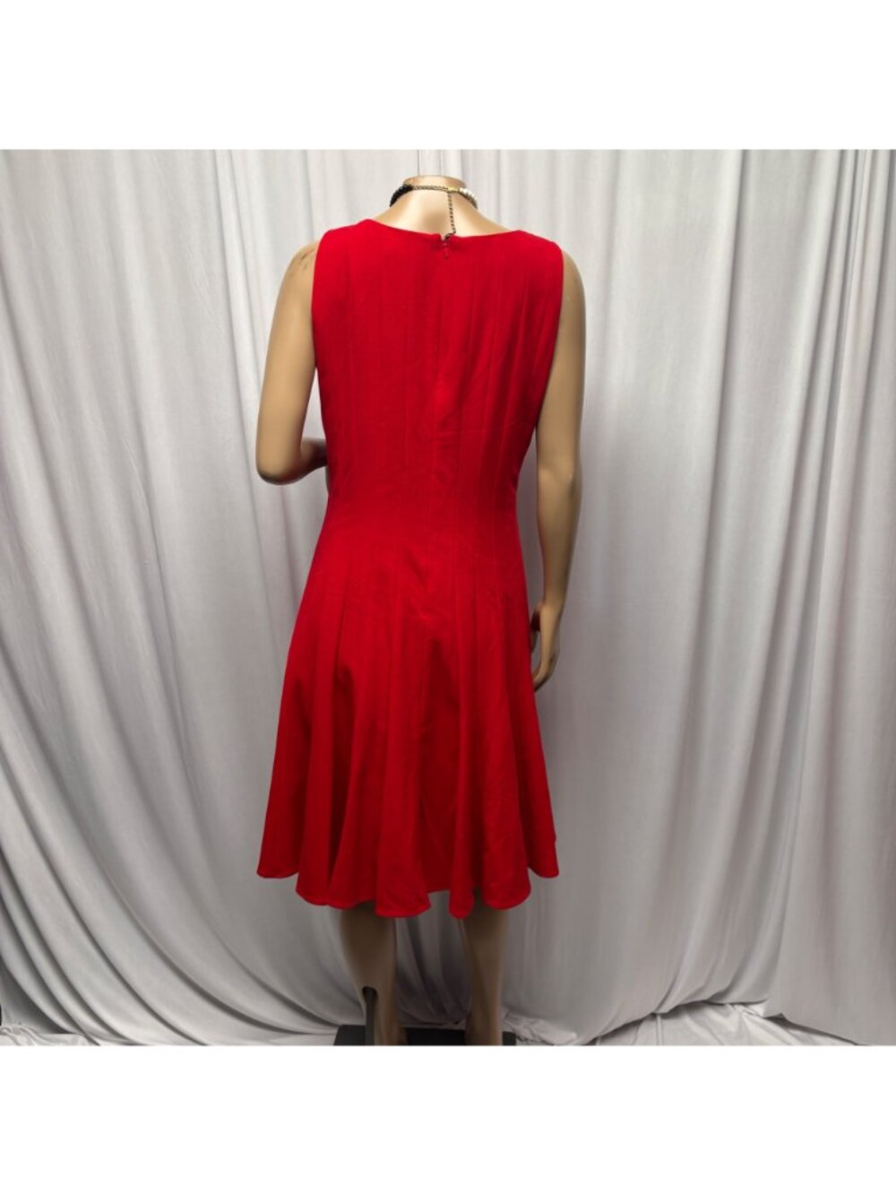 Calvin Klein Red Sleeveless Fit and Flare Dress Womens Sz 8 Classic Office Party - Picture 5 of 9